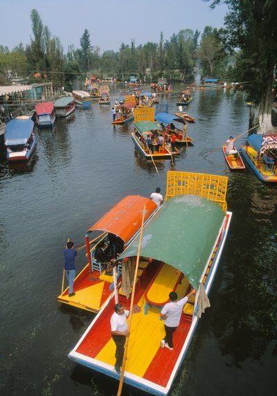 Trajineras on a Canal by Unbekannt Unbekannt